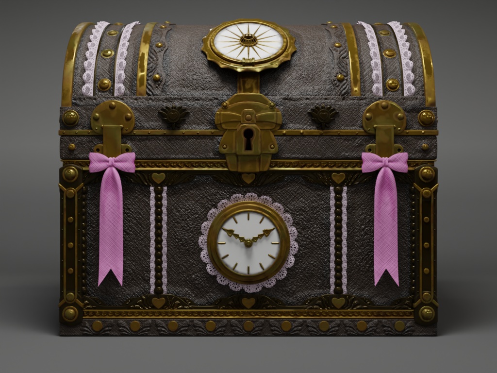 【無料】ガーリーな装飾のある宝箱 (Girly Decorated Treasure Box)