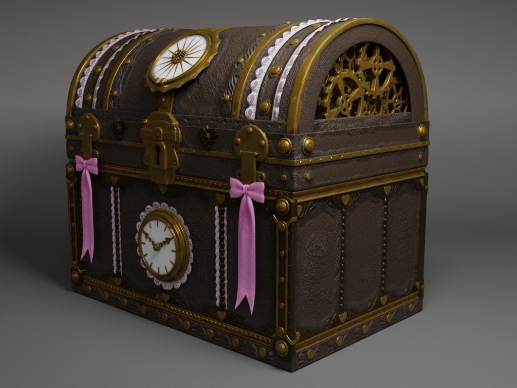 【無料】ガーリーな装飾のある宝箱 (Girly Decorated Treasure Box)