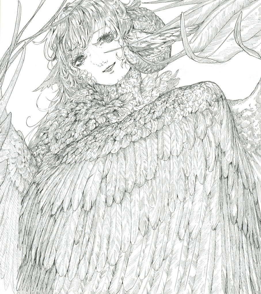 手描きイラスト オリジナル☆花の香り☆（オリジナルキャラ