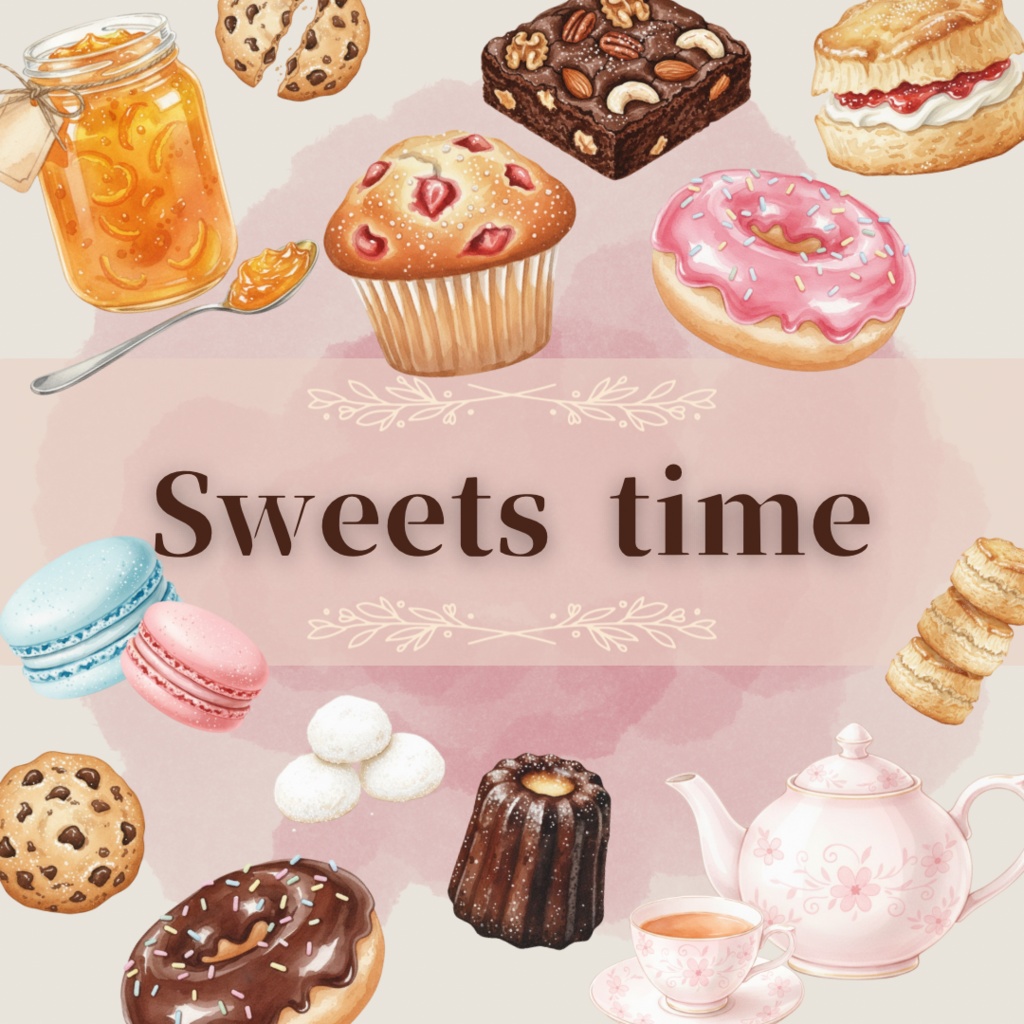 水彩焼き菓子クリップアート素材集（全20種・PNG透過・商用利用可）