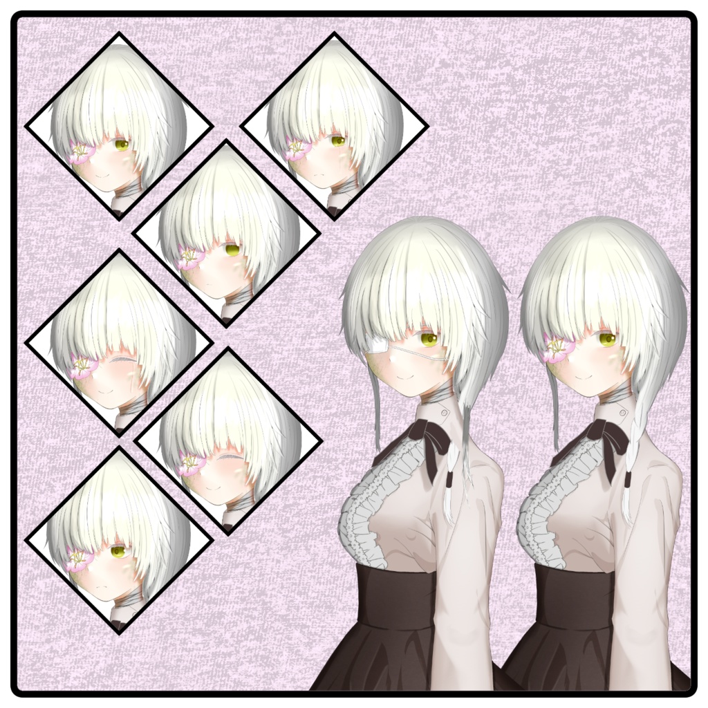 立ち絵素材001_ 花の咲く少女_眼帯_花