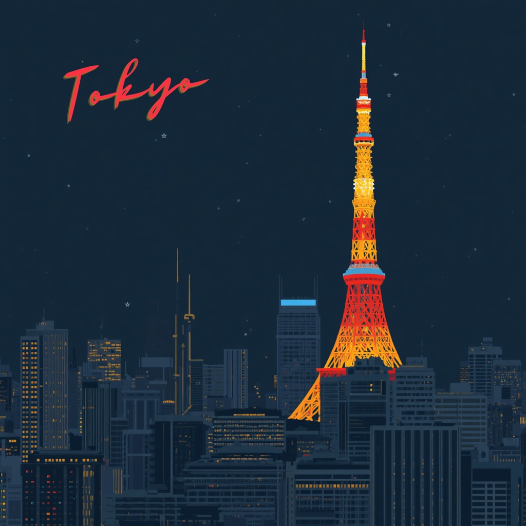 東京みやげマップ和柄デジタルペーパー4枚セット｜Tokyo Souvenir Map