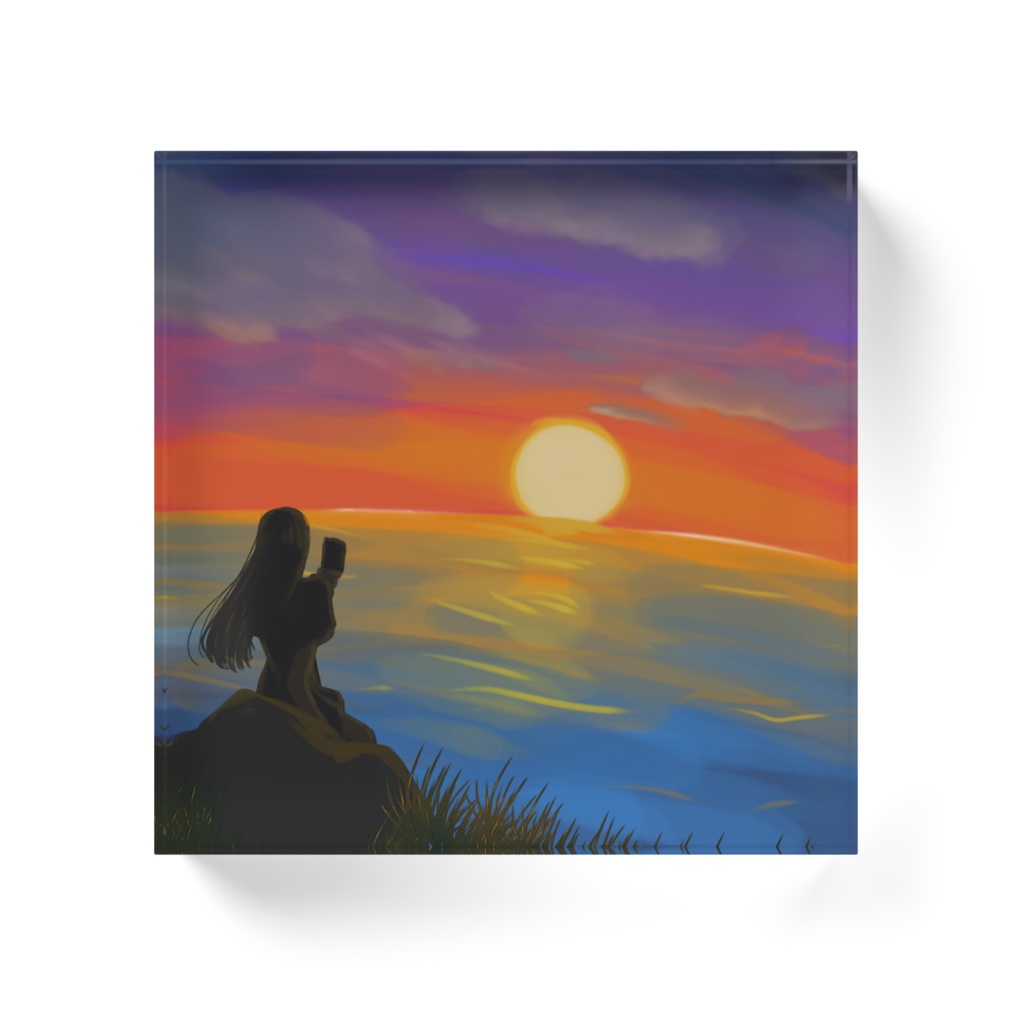 黄金色の海 アクリルブロック