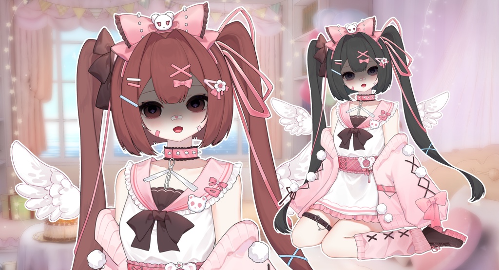 【無料】【Live2D】【Vts】【アンジェラ】ガーリーなテンプレート/Vtuber量販Live2Dモデル全身/Vtuber汎用モデル