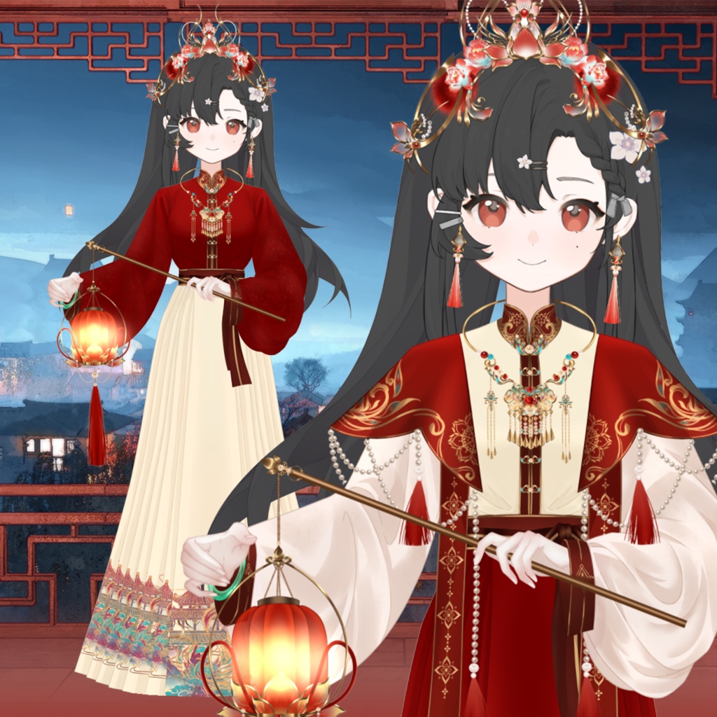 【Vts】【VTuber向け】新年テーマ【落尘花】Vtuberアンティーク風新衣装VTSダイナミックペンダント