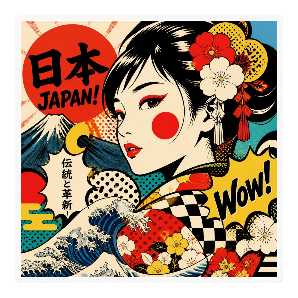 日本風popアート ステッカー