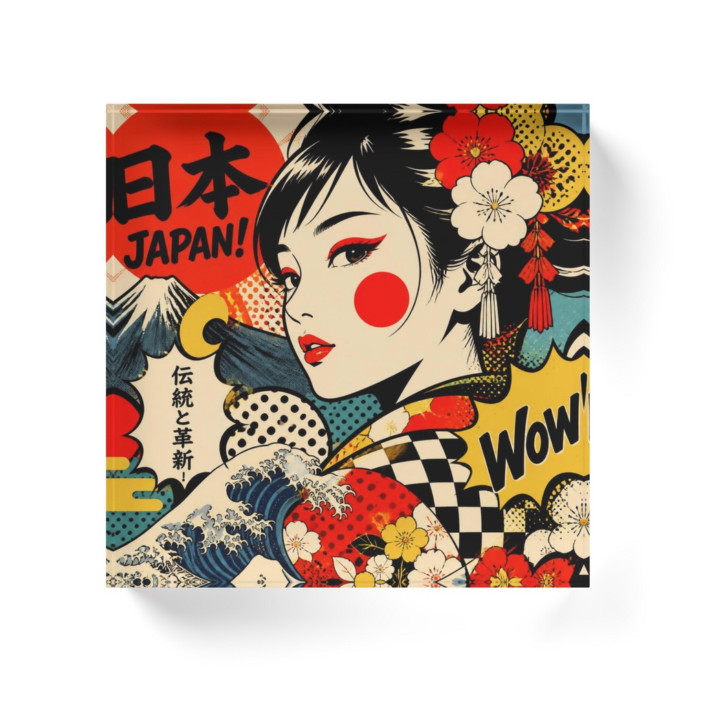 日本風popアート アクリルブロック