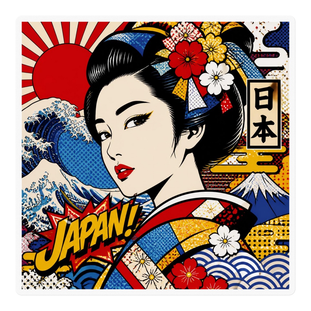 日本風popアート　ステッカー