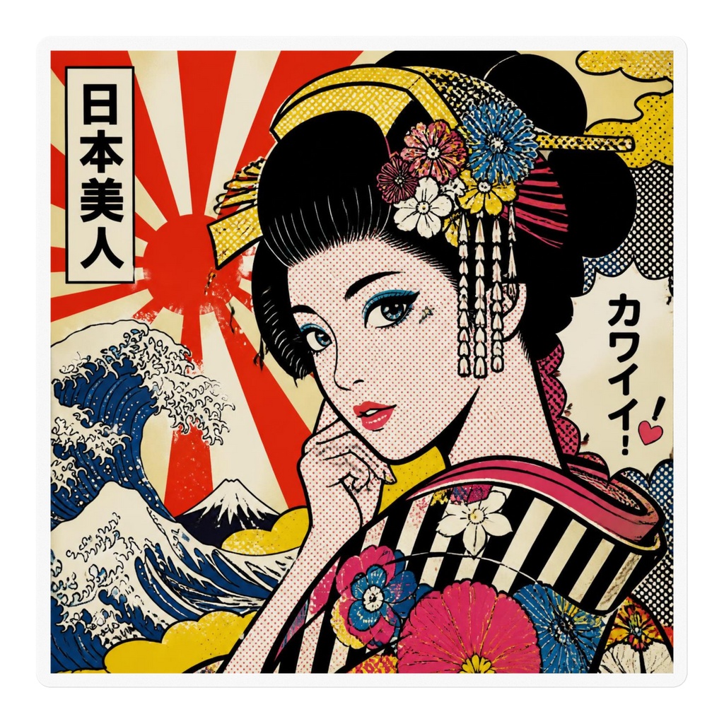 日本風popアート　ステッカー