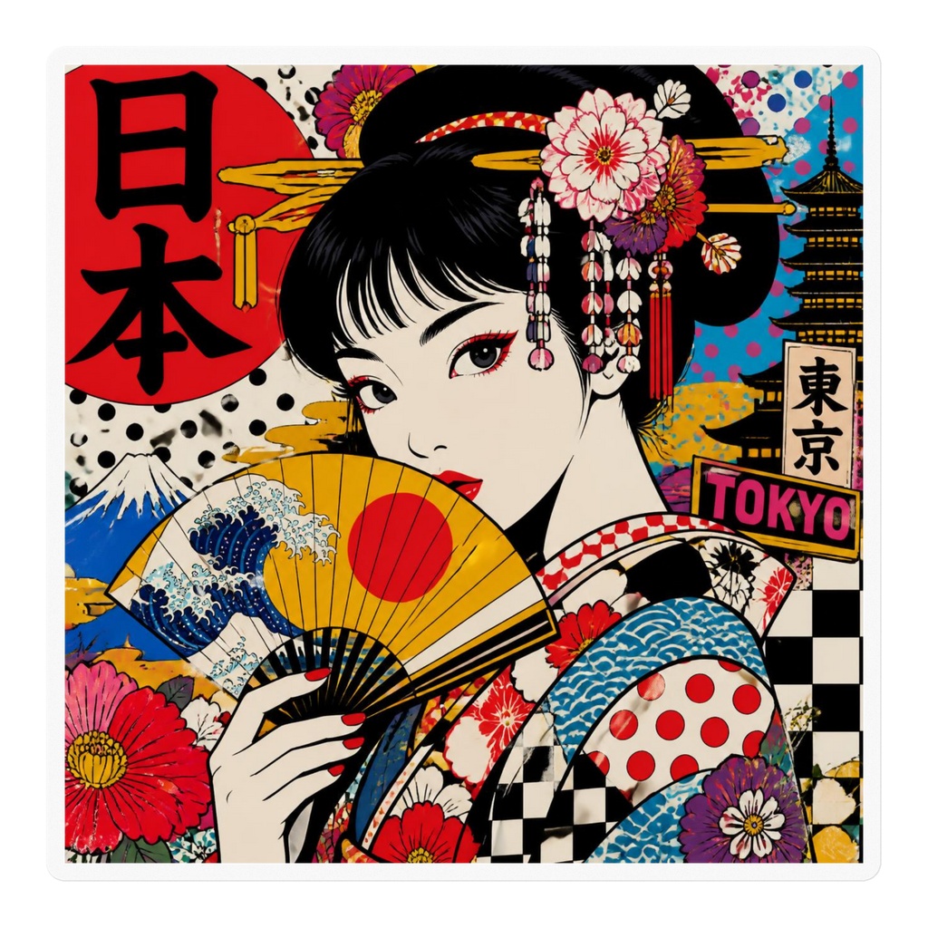 日本風popアート　ステッカー