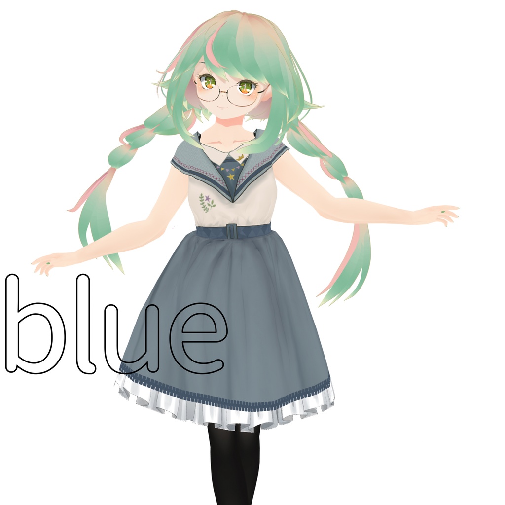 【VRoid】くすみcolor夏服セーラーワンピ【テクスチャー】