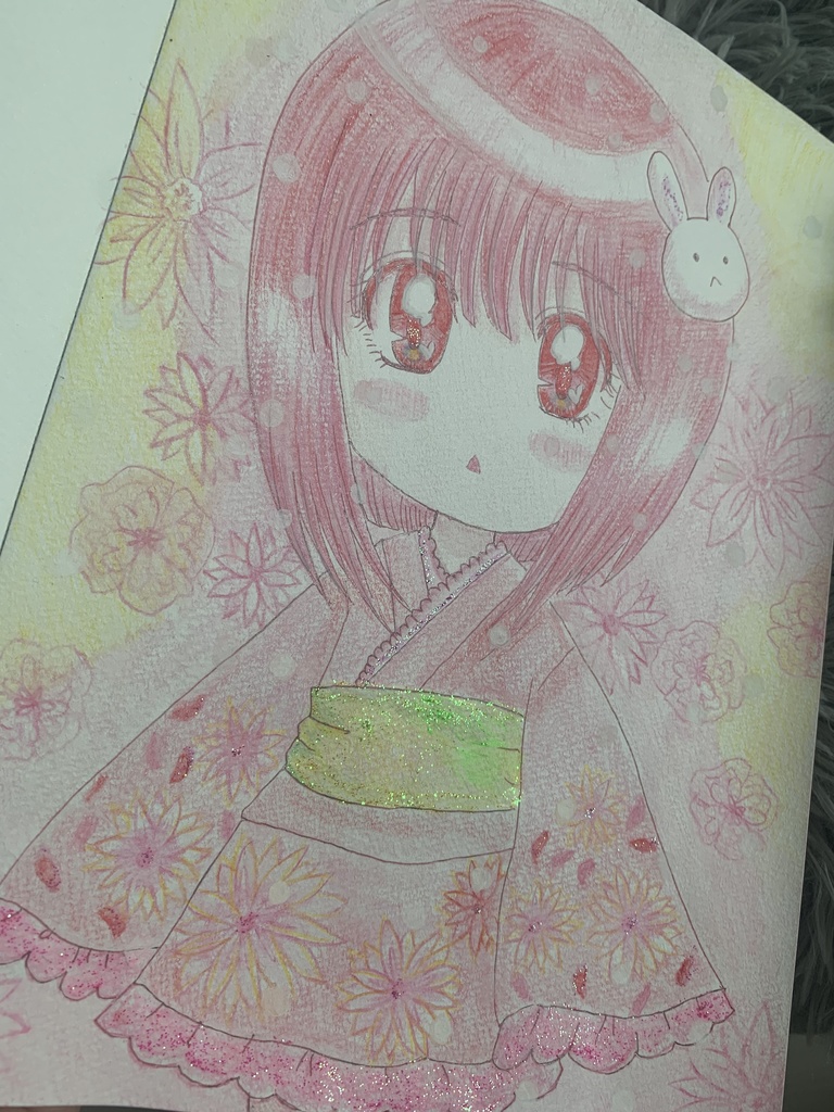 *手描きイラスト原画 女の子着物*