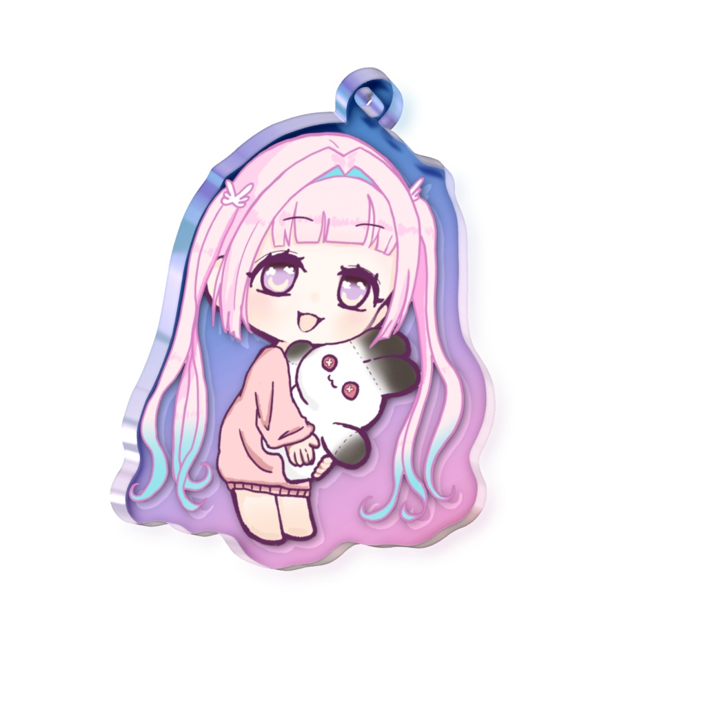 【受注生産】１周年記念オーロラアクリルキーホルダー うさぎ人形