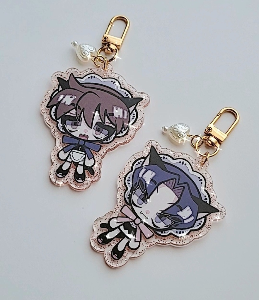 どいきりねこねこアクキー(ピンクのラメ)