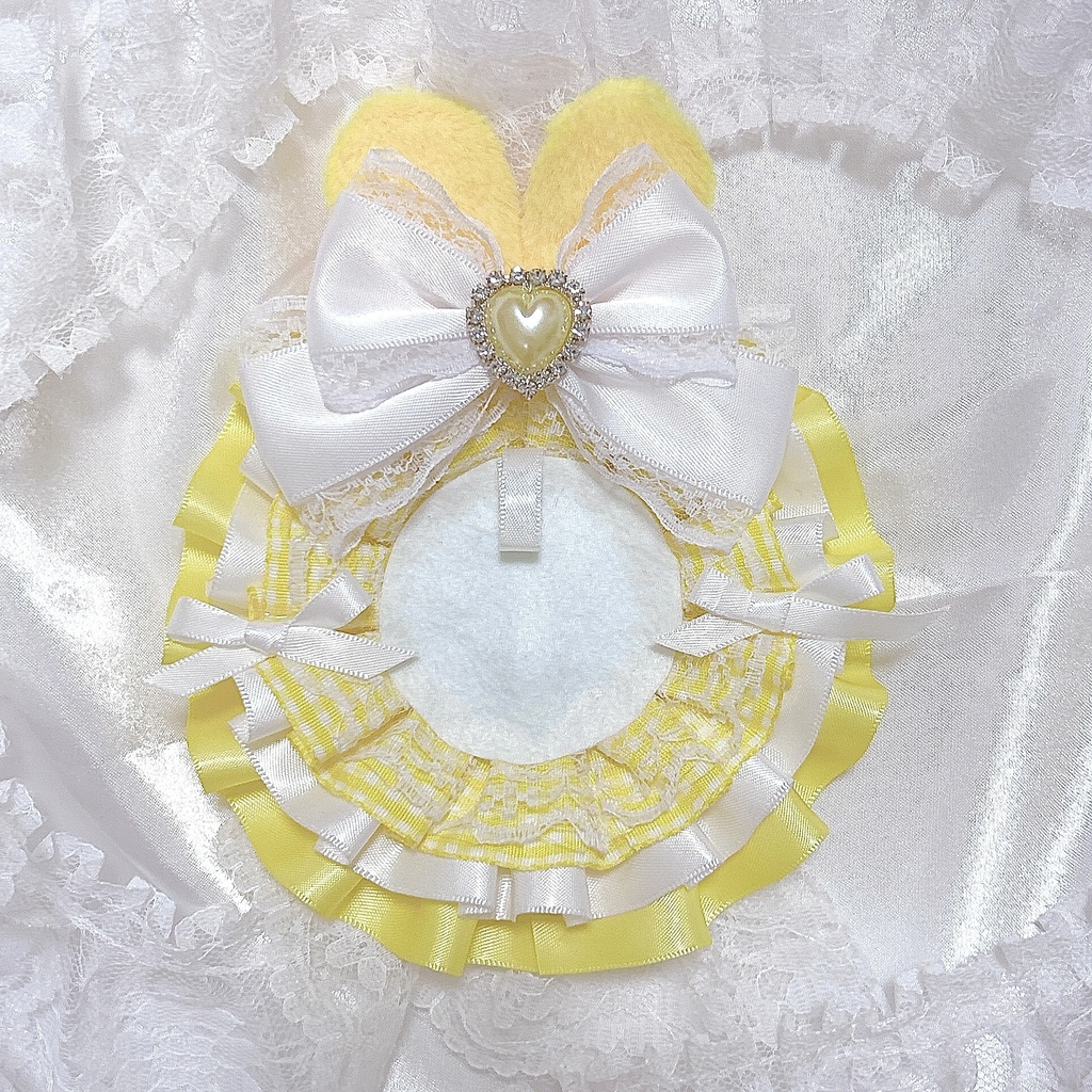 黄色×ギンガムチェック うさみみロゼット🐰💛