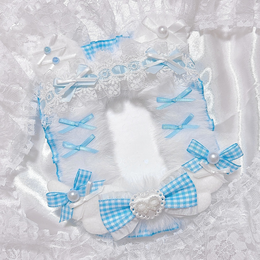 水色×白 ふわふわくまさんトレカケースデコ🧸🩵໒꒱· ﾟ