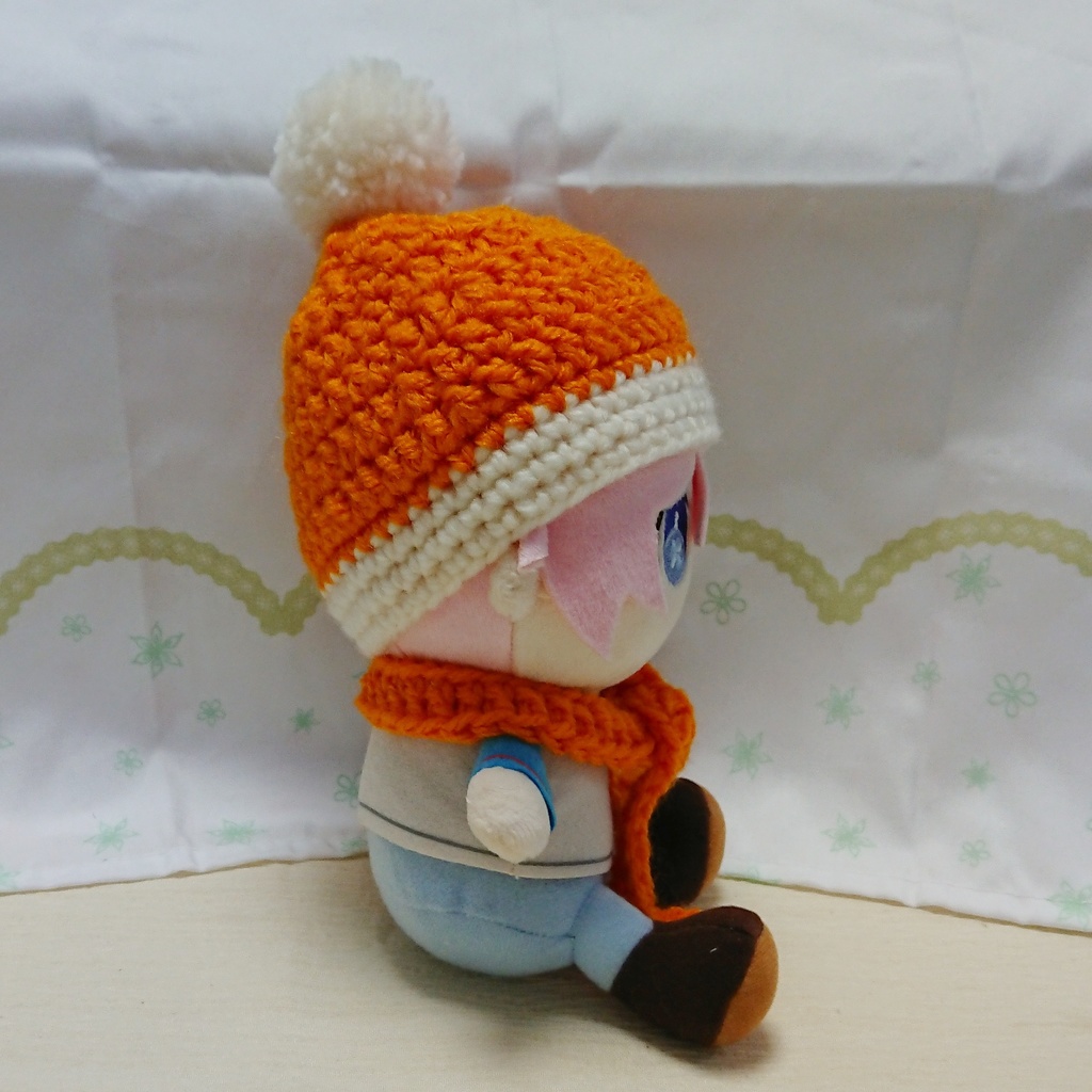 ぬいぐるみ用 ニット帽&マフラーセット オレンジ