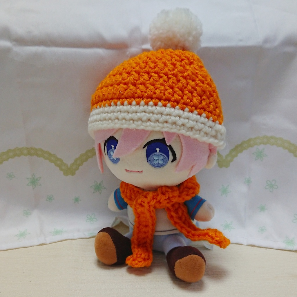 ぬいぐるみ用 ニット帽&マフラーセット オレンジ