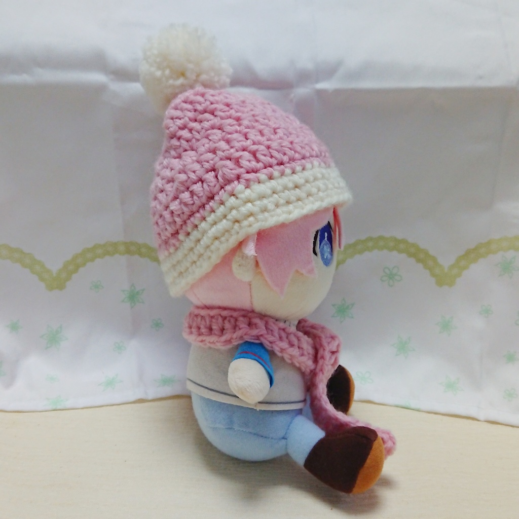 ぬいぐるみ用 ニット帽&マフラーセット ピンク