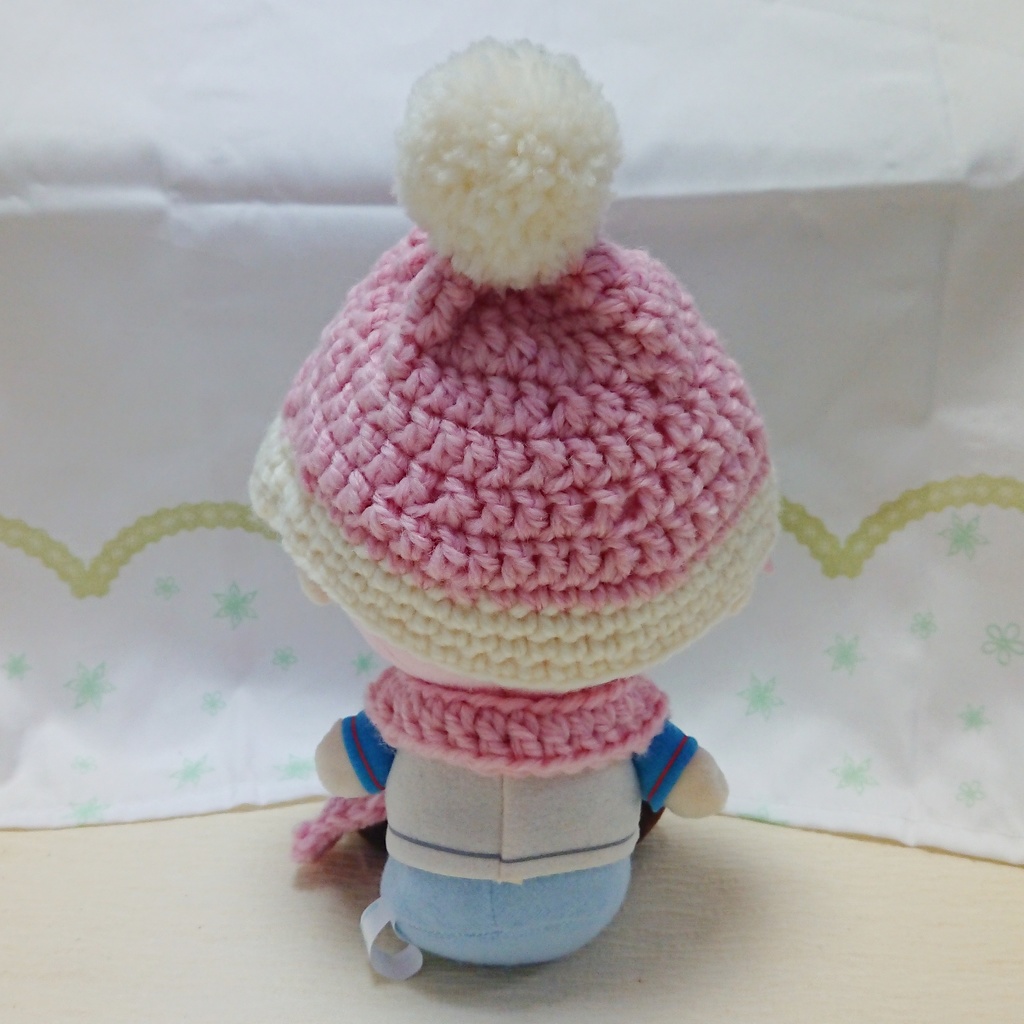 ぬいぐるみ用 ニット帽&マフラーセット ピンク