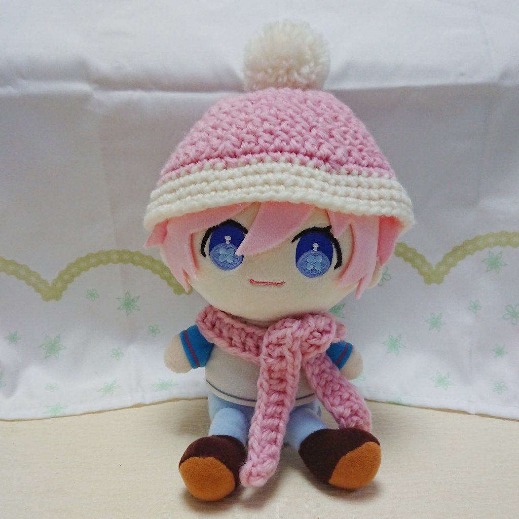 ぬいぐるみ用 ニット帽&マフラーセット ピンク