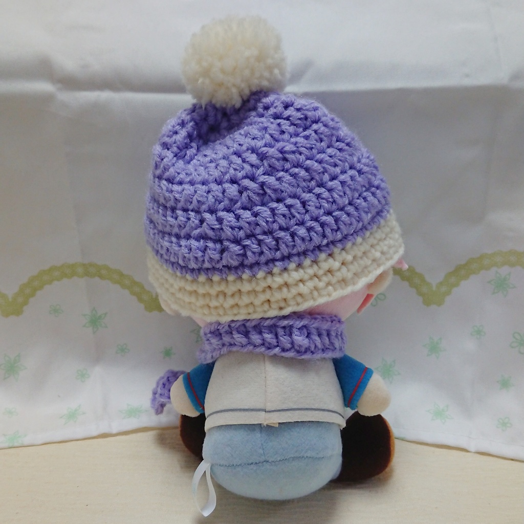 ぬいぐるみ用 ニット帽&マフラーセット パープル