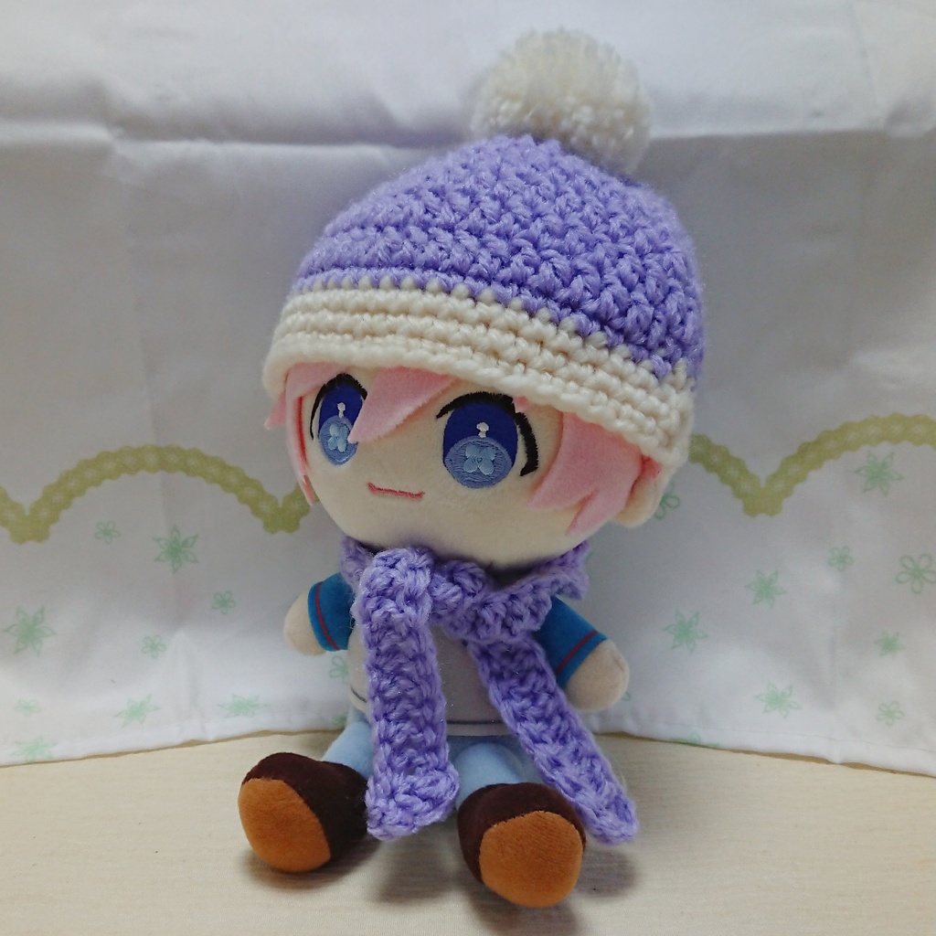 ぬいぐるみ用 ニット帽&マフラーセット パープル