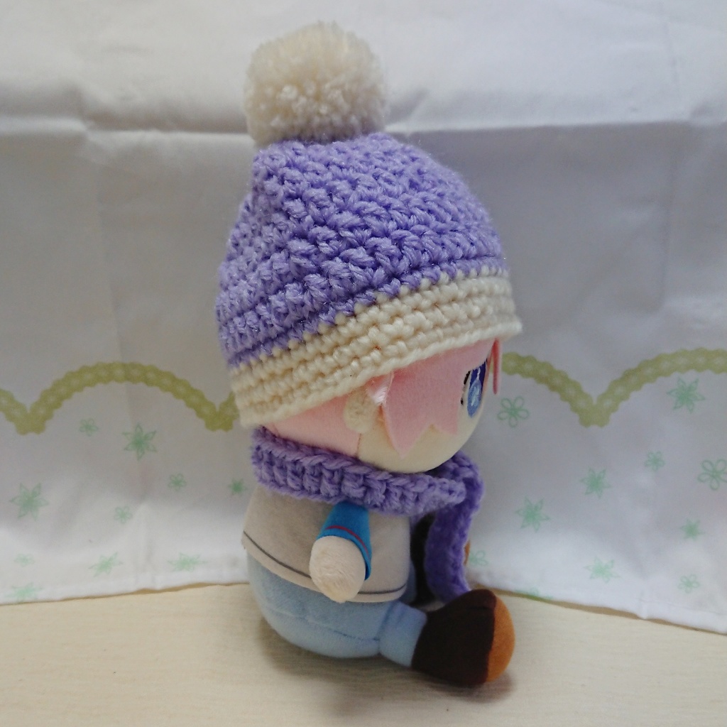 ぬいぐるみ用 ニット帽&マフラーセット パープル