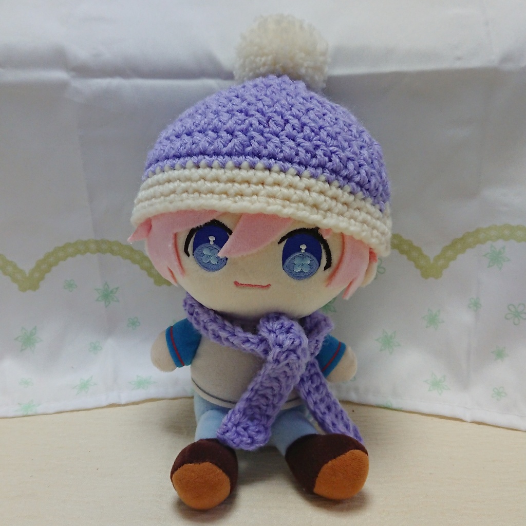 ぬいぐるみ用 ニット帽&マフラーセット パープル