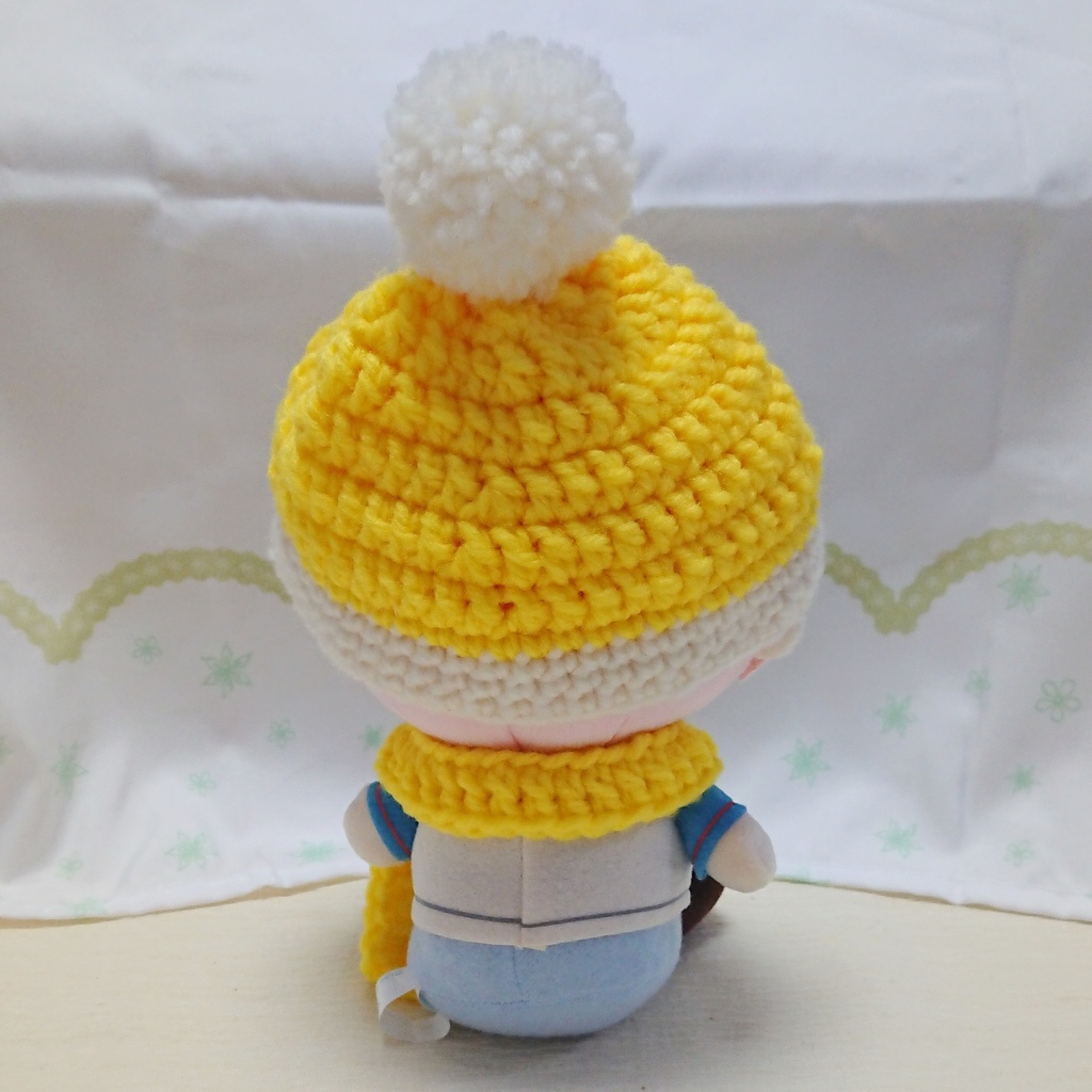 ぬいぐるみ用 ニット帽&マフラーセット イエロー