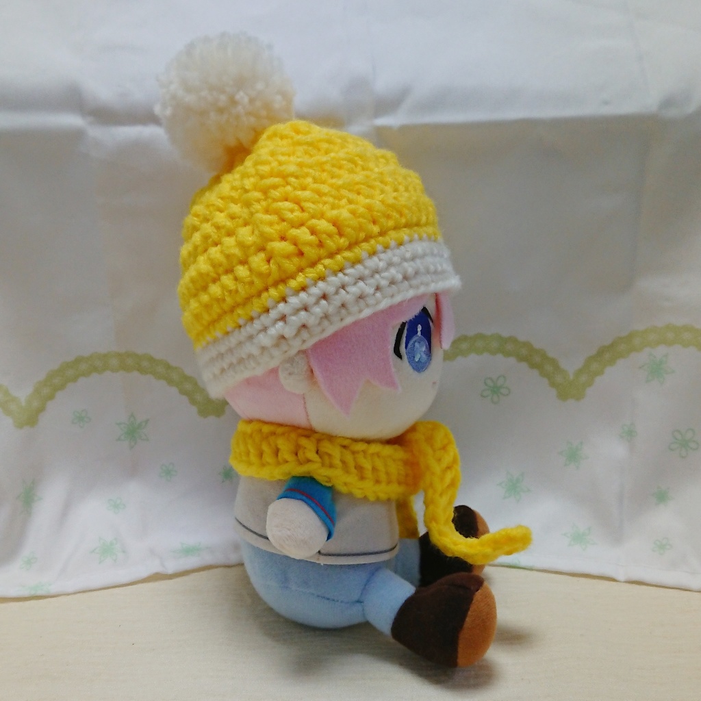 ぬいぐるみ用 ニット帽&マフラーセット イエロー