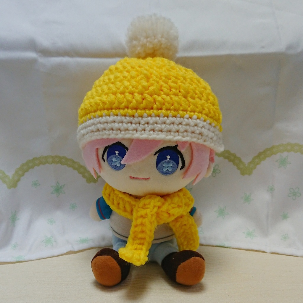 ぬいぐるみ用 ニット帽&マフラーセット イエロー