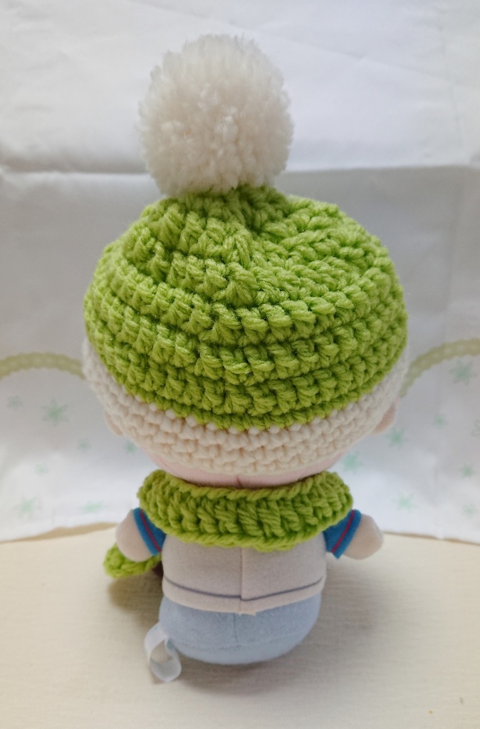 ぬいぐるみ用 ニット帽&マフラーセット イエローグリーン