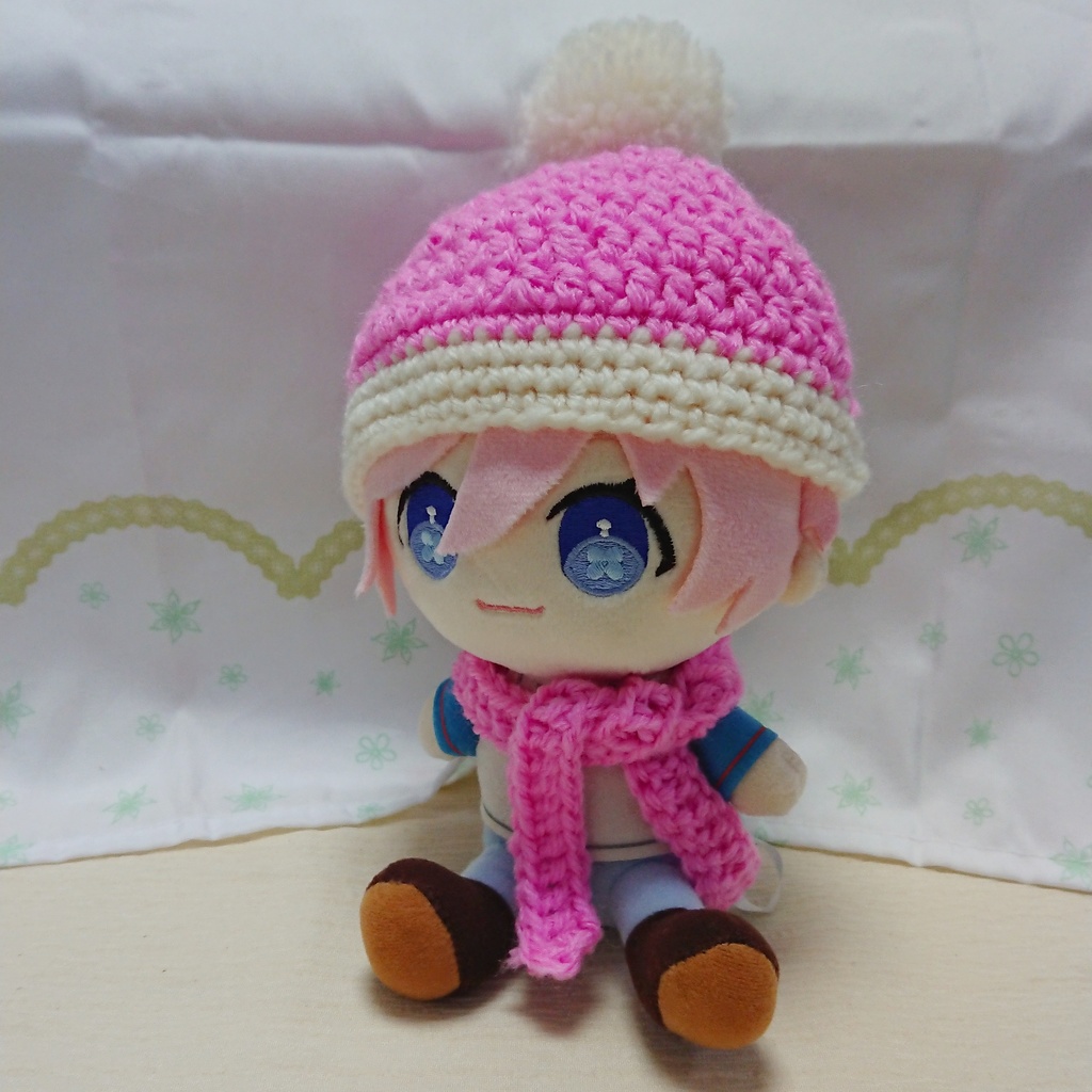 ぬいぐるみ用 ニット帽&マフラーセット ピンク