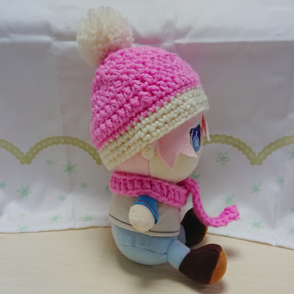 ぬいぐるみ用 ニット帽&マフラーセット ピンク