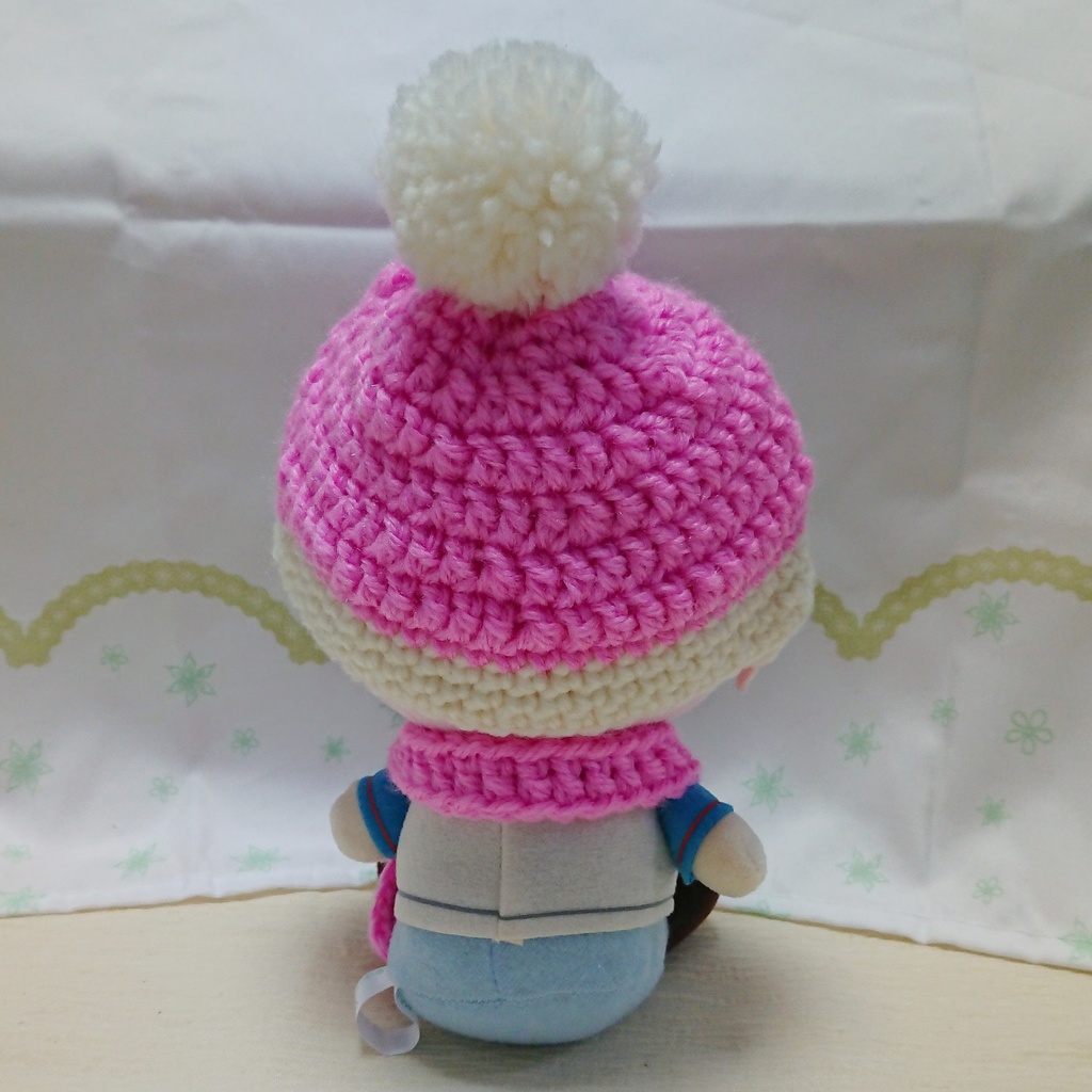 ぬいぐるみ用 ニット帽&マフラーセット ピンク