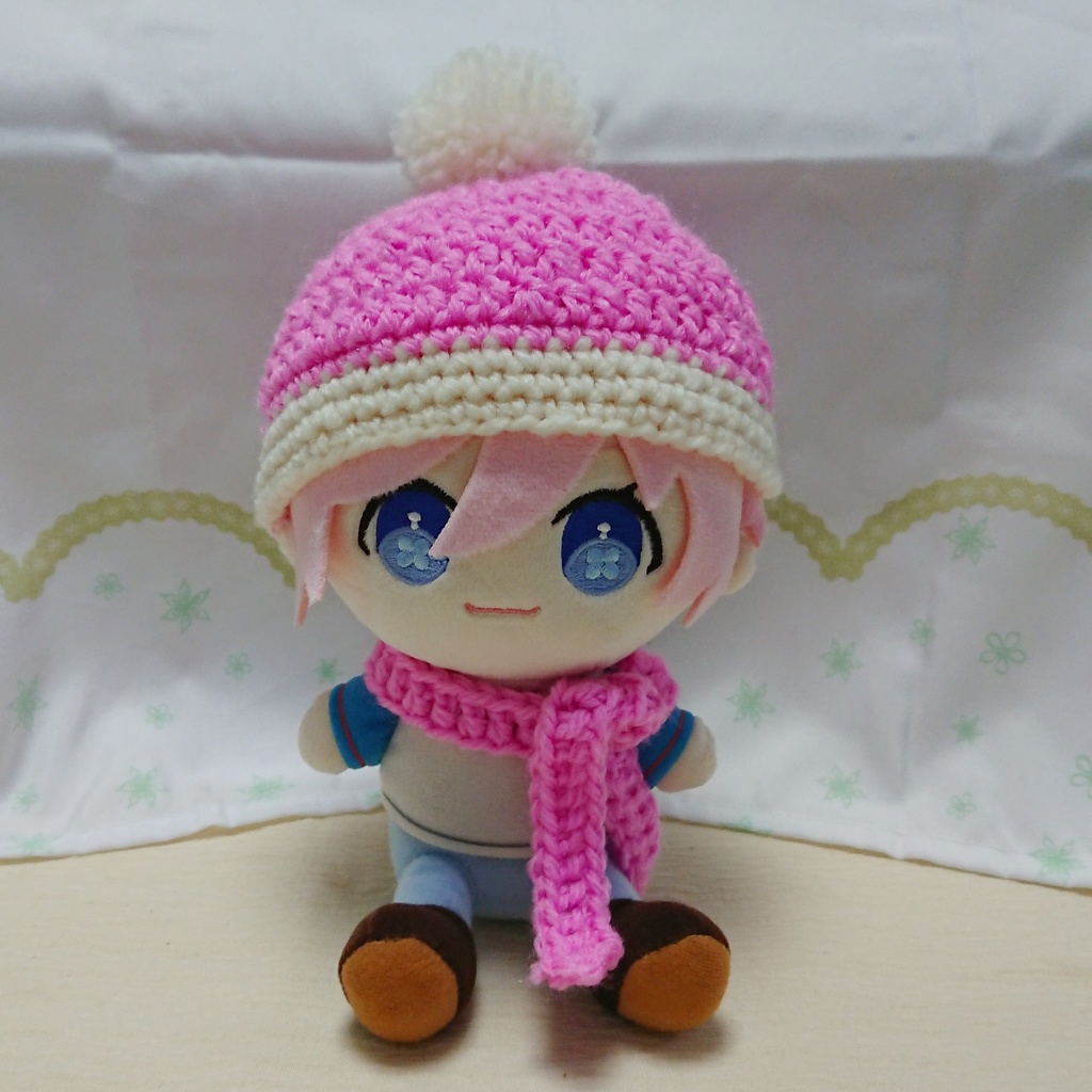 ぬいぐるみ用 ニット帽&マフラーセット ピンク