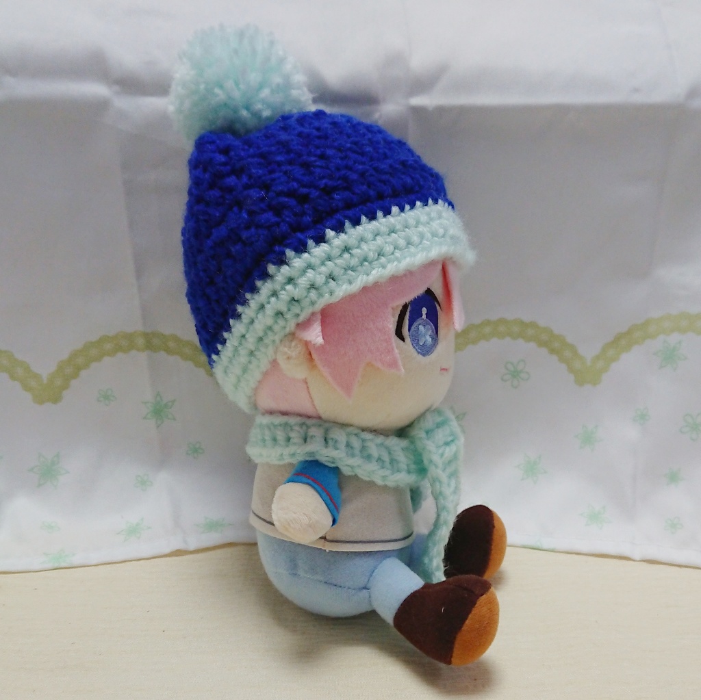 ぬいぐるみ用 ニット帽&マフラーセット ブルー