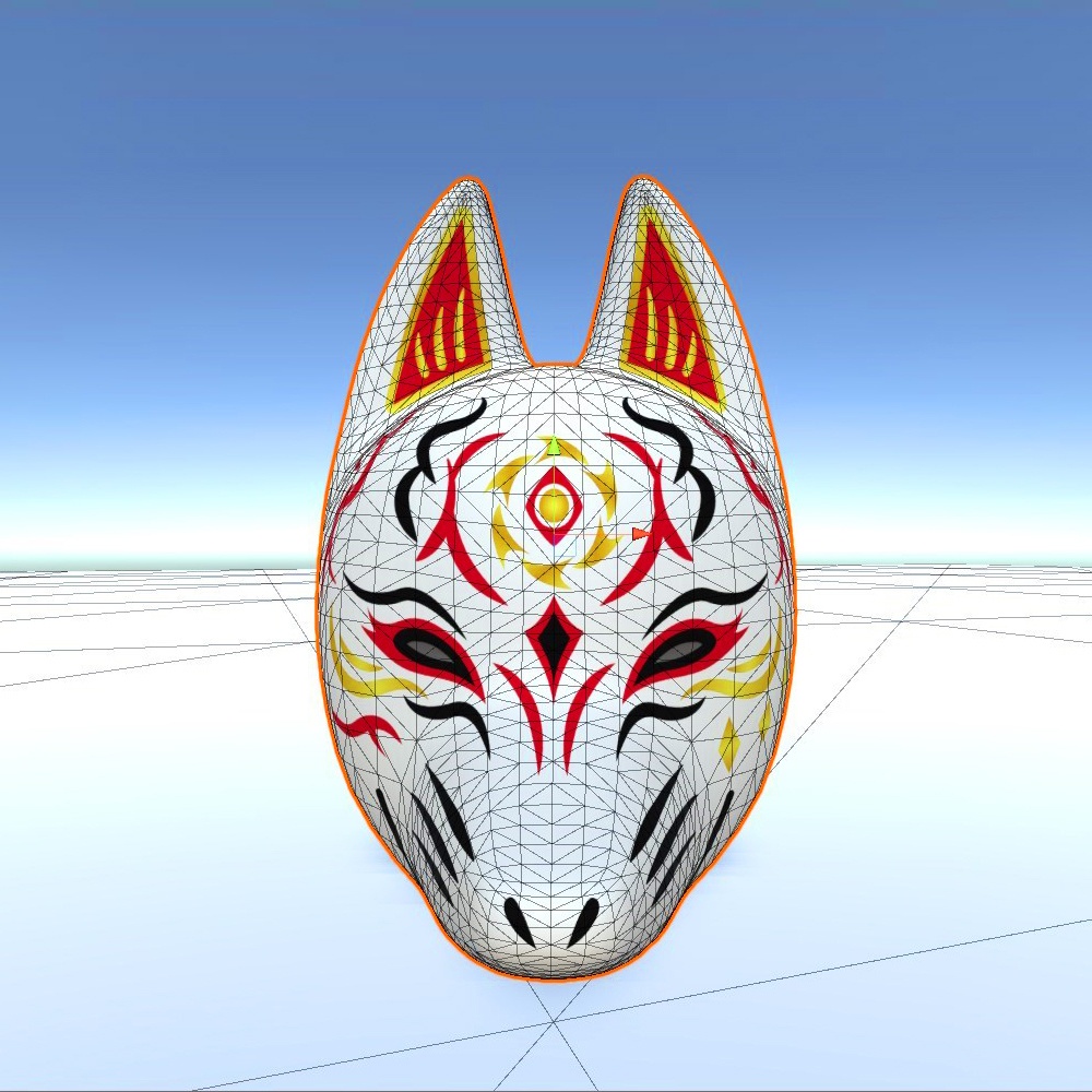 「狐面 -B」3Dモデル ver.2 ローポリモデル追加