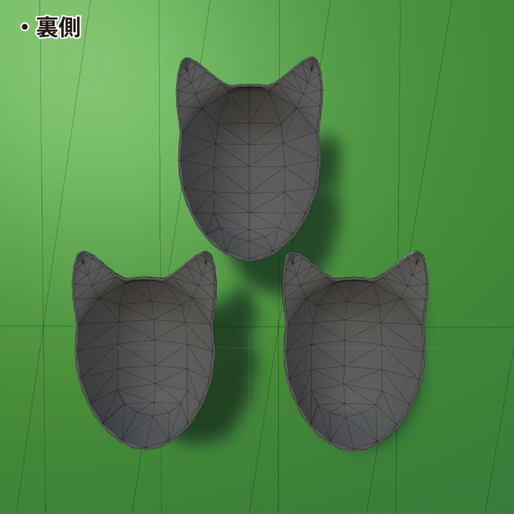 「狐面Cセット」ローポリ3Dモデル