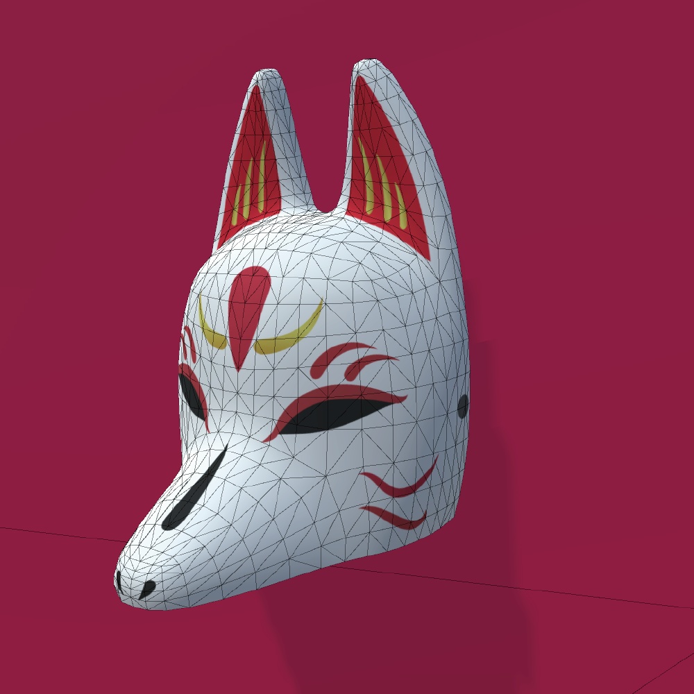 「狐面E(ハーフタイプ)セット」ローポリ3Dモデル
