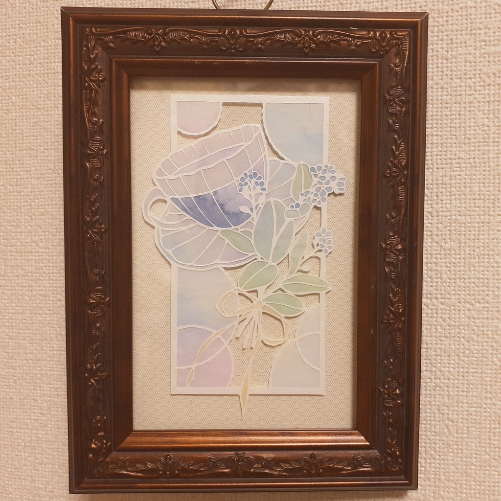 切り絵原画「あなたとお茶を」