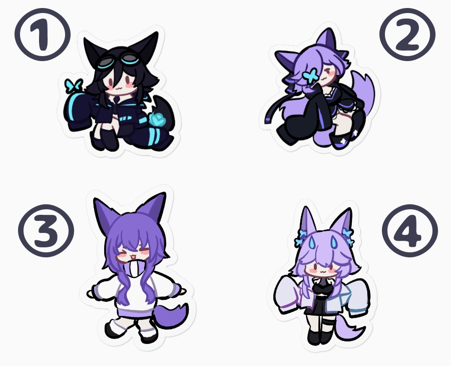 【描き下ろし】ステッカー 月食みい　1～４バージョン　100×100