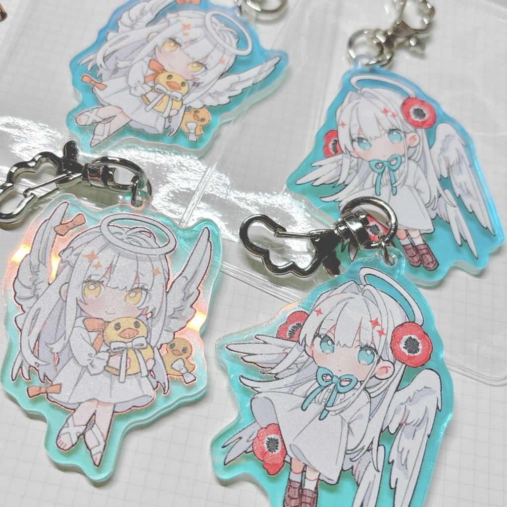 天使&猫のアクリルキーホルダー