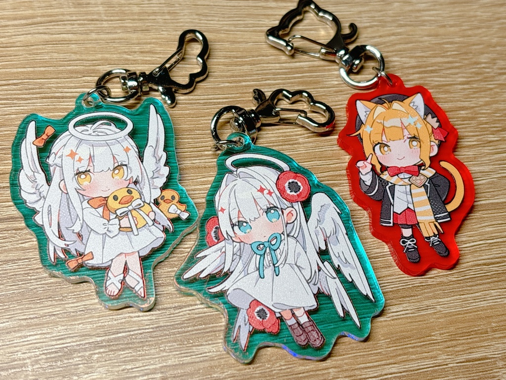 天使&猫のアクリルキーホルダー