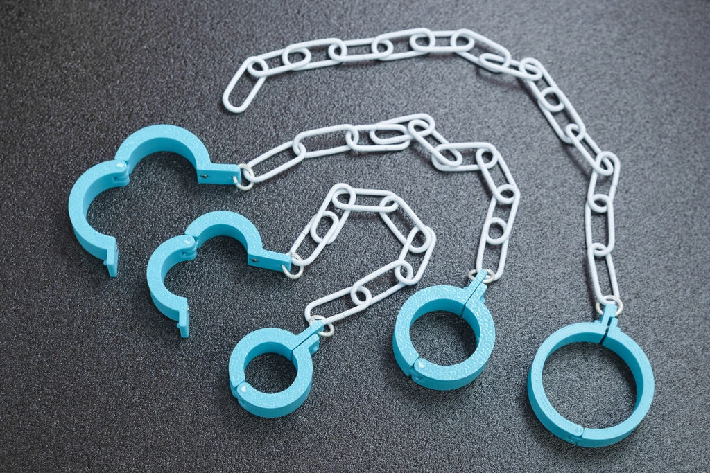 【ドール小物】ふりーだむろっくせっと ~首枷・手枷・足枷セット~POP色(1/4スケール 40cm級向け)