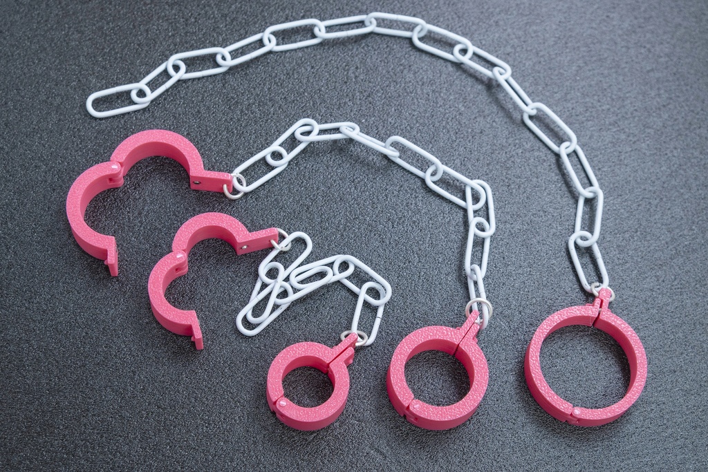 【ドール小物】ふりーだむろっくせっと ~首枷・手枷・足枷セット~POP色(1/4スケール 40cm級向け)