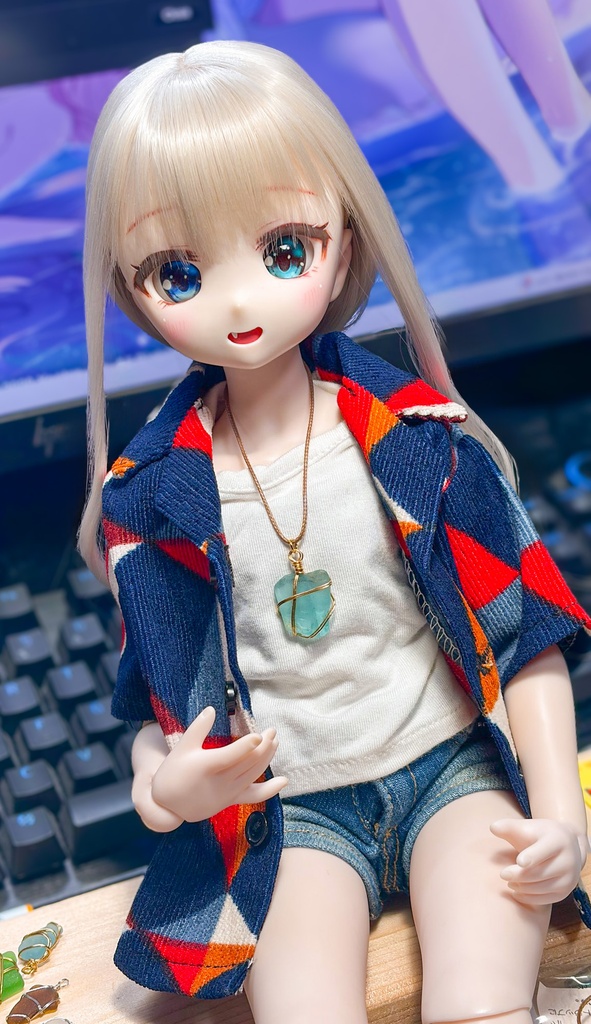 【1/4ドール向】きまぐれシーグラスネックレス