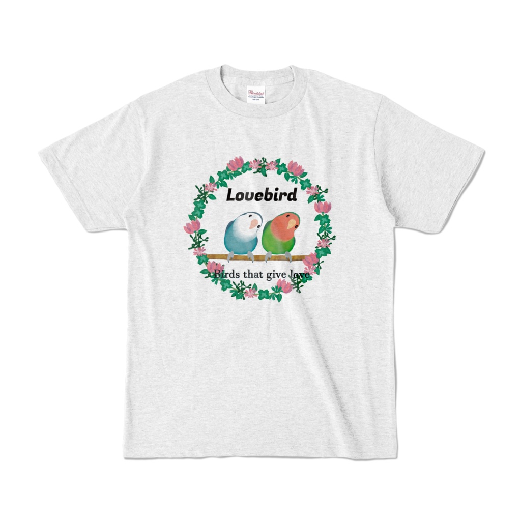  可愛いコザクラインコTシャツ  アッシュ