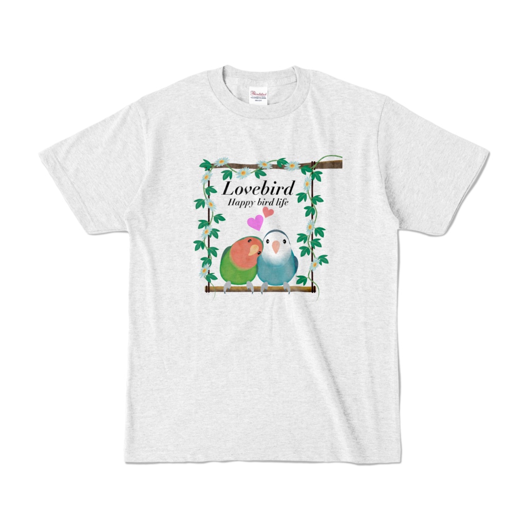 キュートなコザクラインコTシャツ　ブランコ　アッシュ